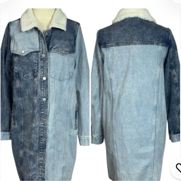 Blank NYC Two-Tone Denim Jacket with Shearling Collar - Picture 3 of 4